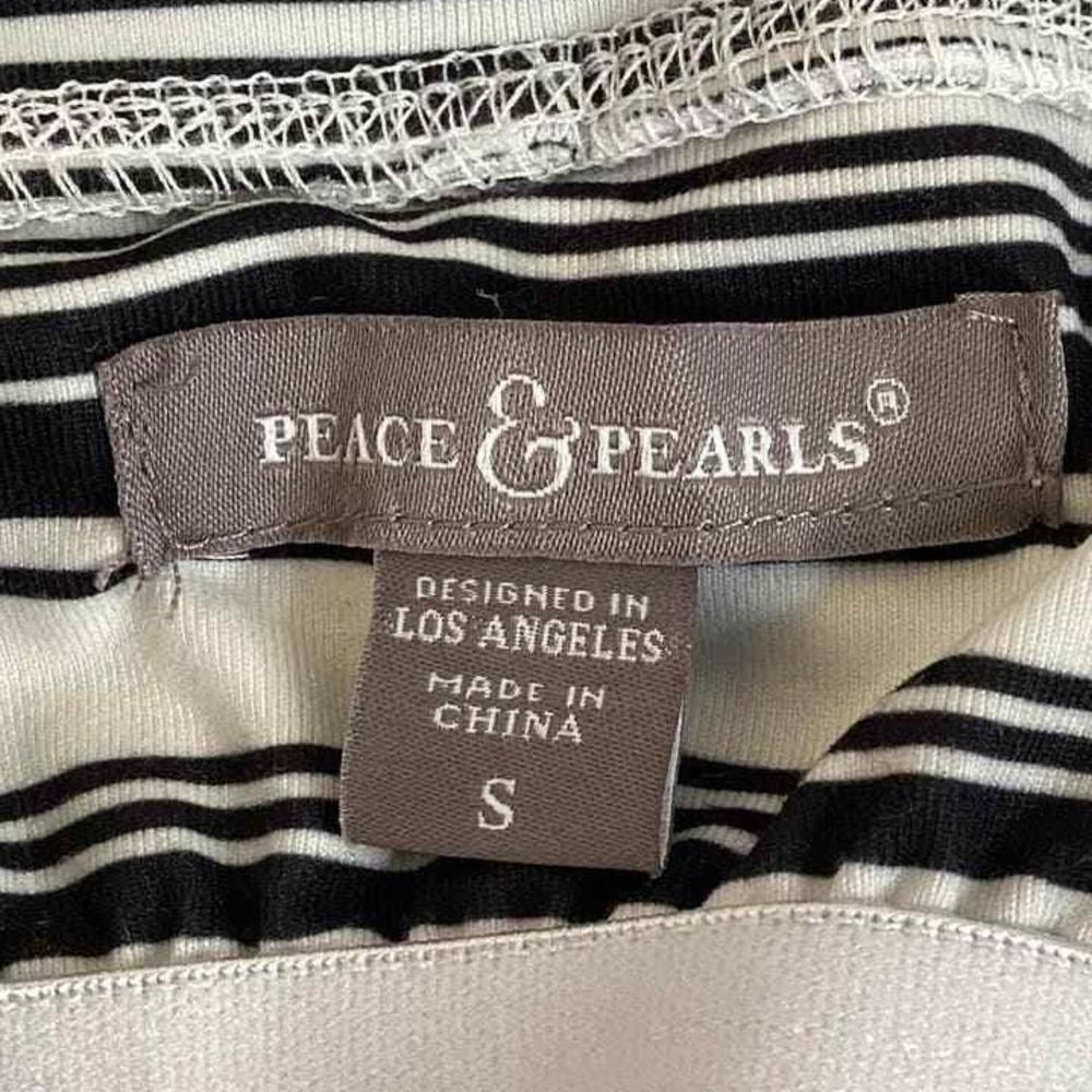 Peace & Pearls Helena Halter Dress Women Small Black White Stripe NWT PLD0089A - Picture 3 of 8